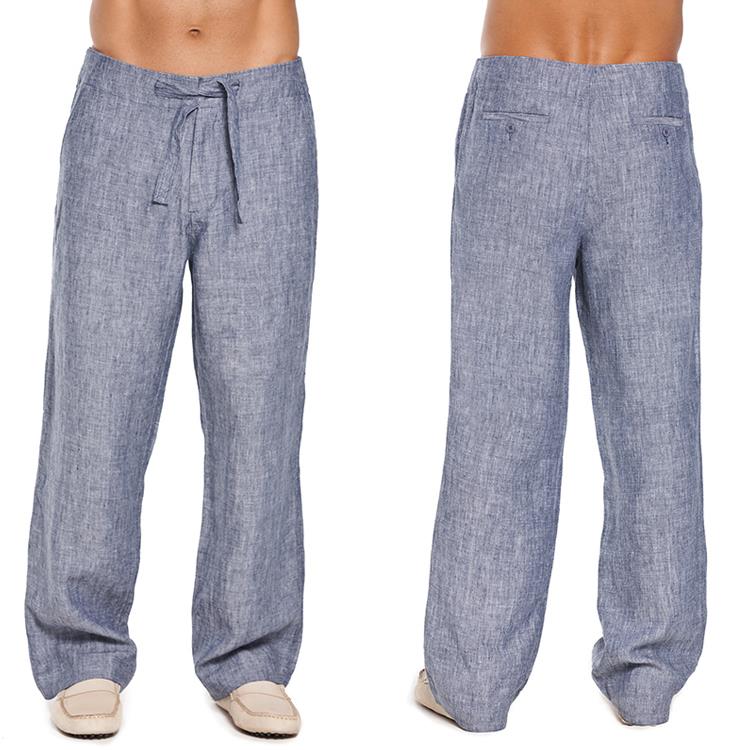 Neformálne veľké pánske ľanové nohavice-1 Casual big mens linen pants-1