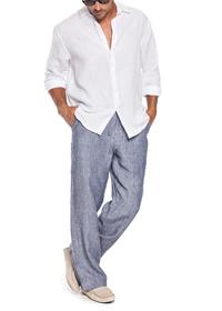Neformálne veľké pánske nohavice s bielizňou Casual big mens linen pants-description