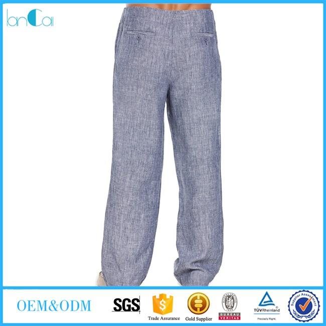 casual big mens linen pants-C
